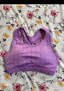 Lavender Checkered Sports Bra