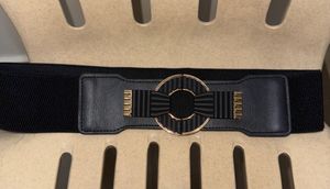 Black Elastic Stretch Belt with Gold Buckle