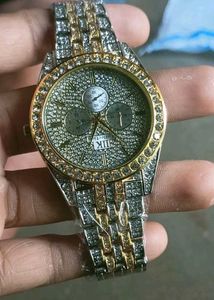 Gold-Tone Rhinestone Watch