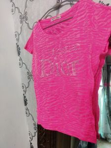 Pink Colour Tshirt For Girls Or Women