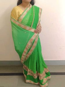 Heavy Work Pure Georgette Saree