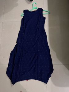 Navy Blue Handkerchief Hem Dress