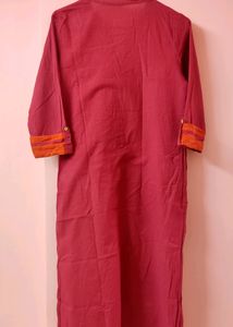Red And Orange Long Sleeves Kurta With Pocket!