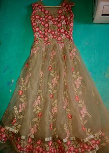 Floral Embroidered party gown.