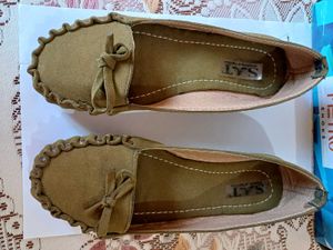Soft Suede Type Moccasins Khaki