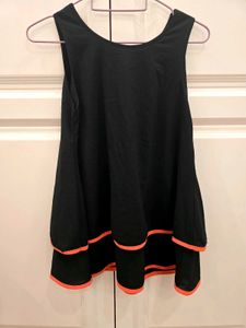 Black Top With Coral Orange Lining