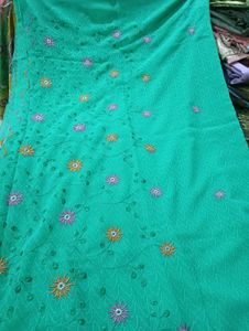 Embroidered Green saree with blouse