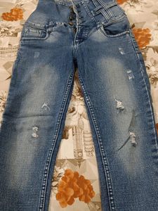 Blue High Waist Skinny Fit Jeans (4 Button