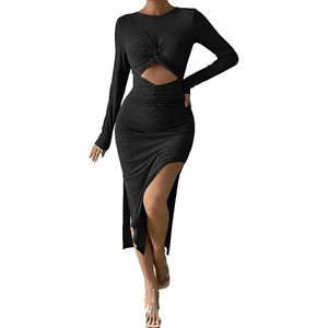 Black Long Sleeve Cutout Dress