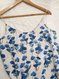 Imported White and Blue Floral Dress