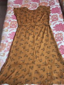 Casual Brown Printed Dress