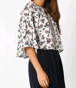 Floral Print Flared Top