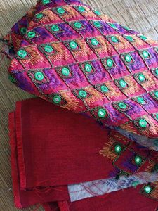 🔥Multicolored Unstitched Blouse Material