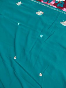 Embroidered sea green saree