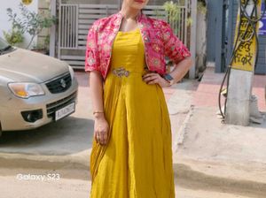 Silk Anarkali Suit With Banarasi Jacket