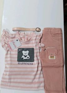 Cute Pink Bear Outfit Set