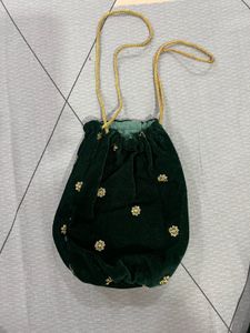 Green Velvet Kurta Set