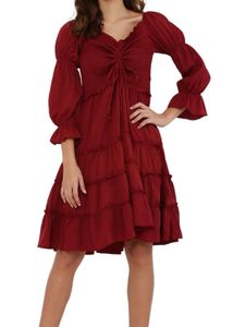 Burgundy Ruffled Mini Dress
