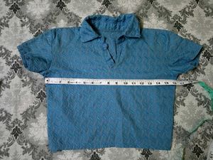 Blue Collar Crop Top