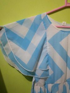 Blue &amp; White Chevron Maxi Dress