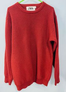 Zara Essentials Red Knit Sweater