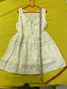 Cool Cotton White Mini Dress Bust 36