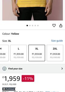 Louis Philippe Yellow Striped T-Shirt
