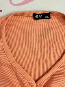 Cute Peach Ribbed Top