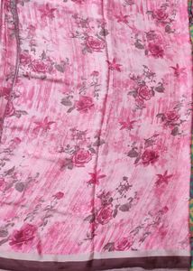 Flowers Print Satin Saree