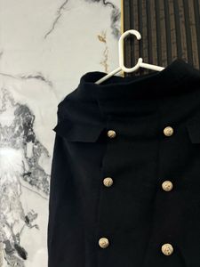 Black Skirt with Gold Buttons