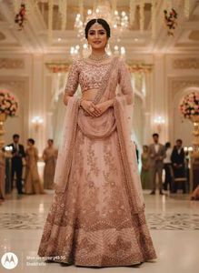 Elegant Peach Bridal Lehenga Choli shal & duppata