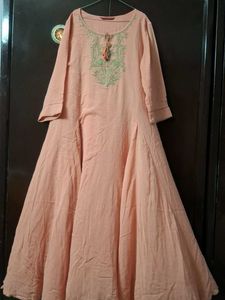 Peach Embroidered Anarkali Kurta