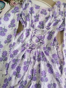 🆕 Corset Purple Floral Bell Sleeve Short Kurti