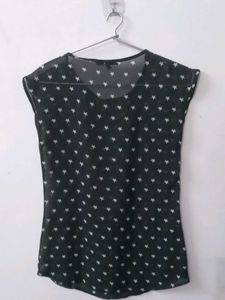 Star Print Sheer Top