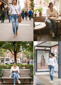 Denim  Printed Leggings