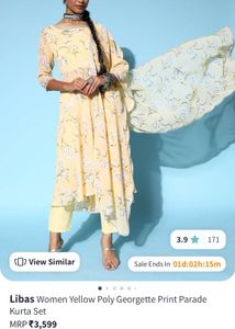 Yellow Floral Print Kurta Set