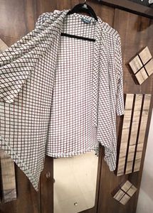 Oversized Checkered Open Front Cardigan