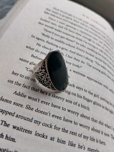 Gothic Black Stoned Grunge Ring Y2k