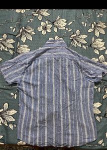 HERE&amp;NOW Men Slim FitOpaqueStripedCubanCollar C