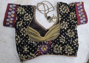 Designer Party Wear Black Cream Saree