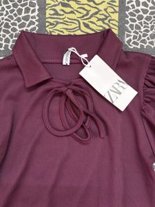 Zara Burgundy Crop Top