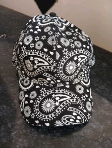 Men And Women Cap Black Colour Bandana Print