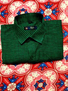 Green Checked Formal Shirt- SOFT COTTON