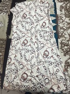 printed beige dress