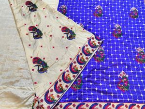 Elegant Blue &amp; Cream Saree