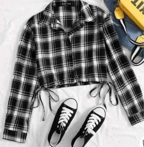 Cropped Flannel Shirt