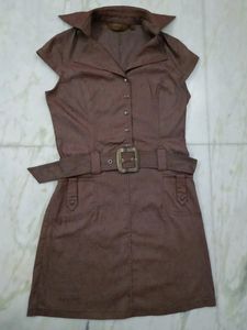 Dianyali Collection Mega Sleeve Bodycon Cherry Brown Dress