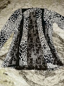 shrug-leopard print with black floral lace