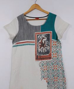 W Cream Printed Kurta (Women)