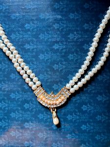Pearl Beaded  Double Chained Necklace